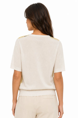 JJ Sisters Sorrento Silk Linen Top in Buttercream Floral
