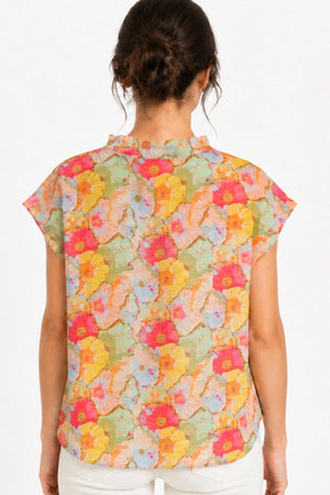 JJ Sisters Bloom Cotton Top in Summer Flowers