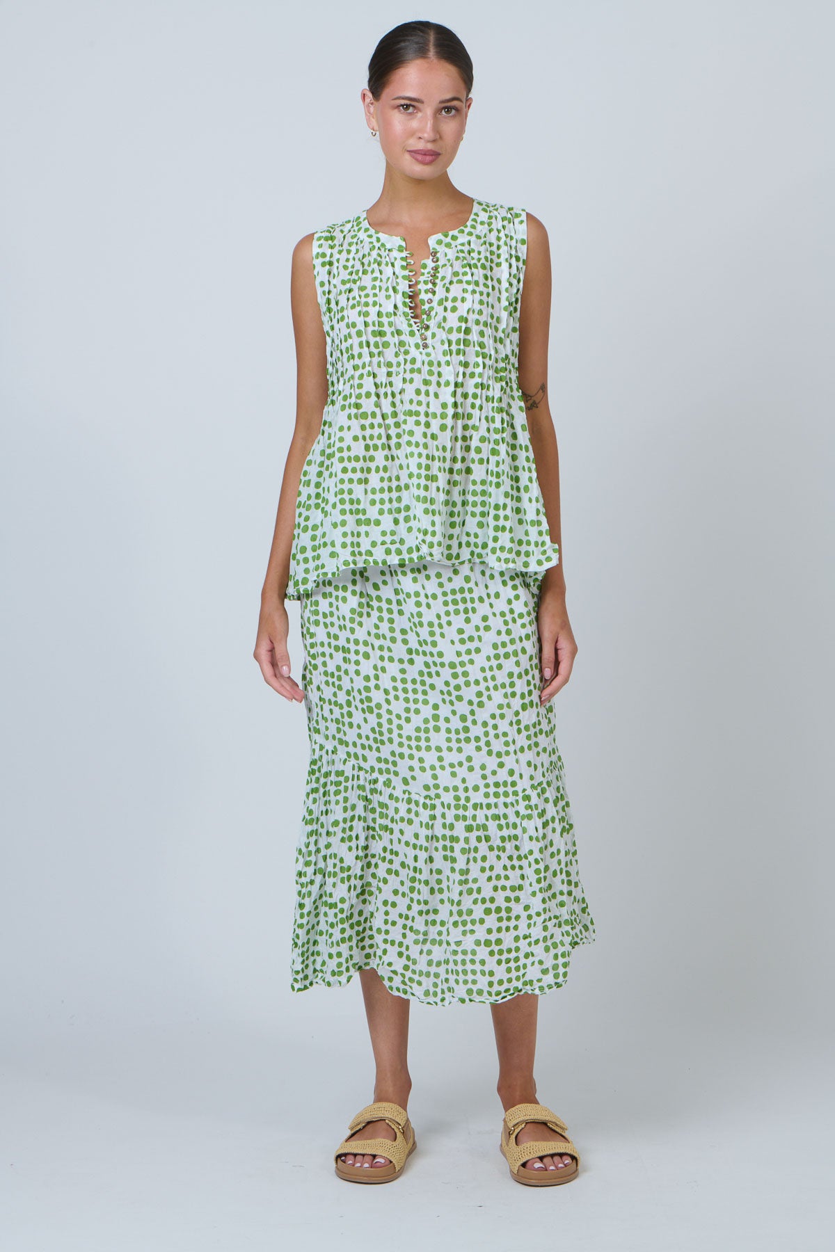 Namastai Pintuck Shell Tank in Code Meadow