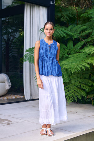 Namastai Pintuck Shell Tank in Cycladic