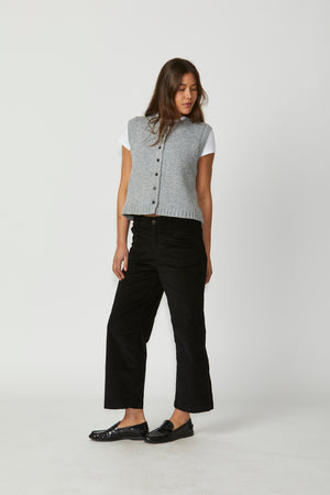 New London Jeans Penrith Loose Leg Ankle Grazer Cord Jean in Black