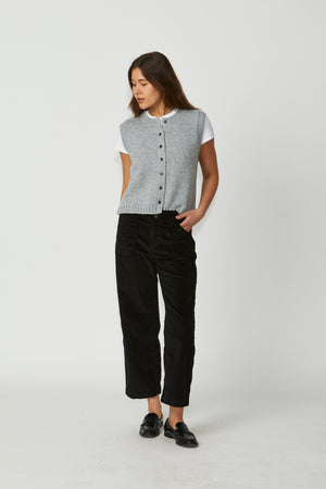 New London Jeans Penrith Loose Leg Ankle Grazer Cord Jean in Black