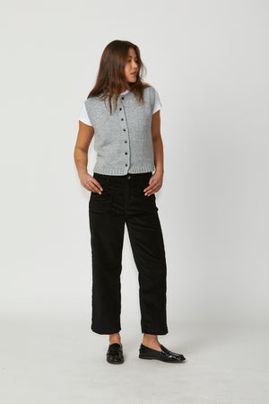 New London Jeans Penrith Loose Leg Ankle Grazer Cord Jean in Black