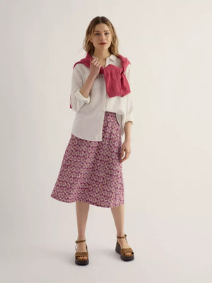 Seasalt Cornwall Rose Skirt Calf in Painted Asters Dark Freesia