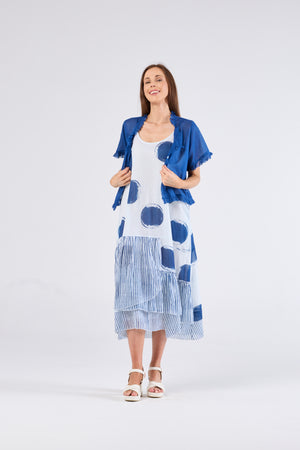 Au Hasard D'un Voyage Frill Seeker Short Cardi in Blue