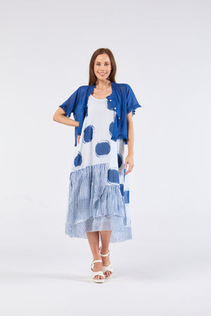 Au Hasard D'un Voyage Frill Seeker Short Cardi in Blue