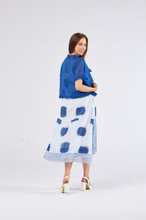 Au Hasard D'un Voyage Frill Seeker Short Cardi in Blue