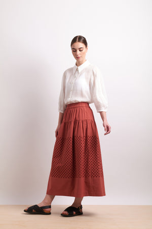Neris Spot On Skirt in Cinnabar