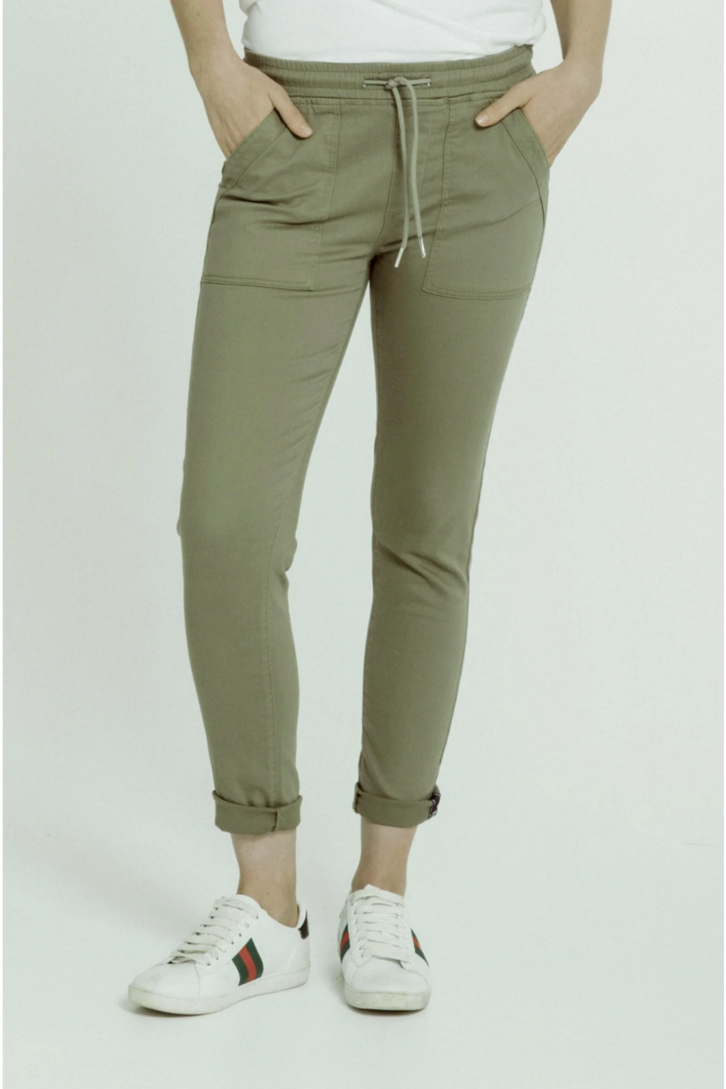 New London Pull On Hope Jogger Stretch Cotton in Khaki