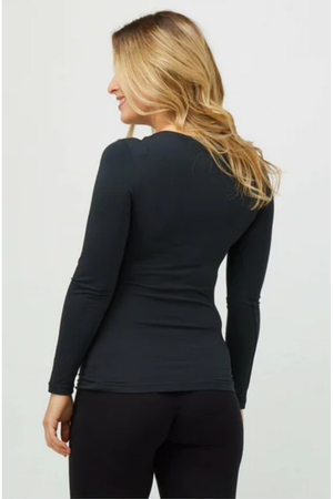 Tani Round neck Long sleeve fitted Tee Top in Plain colours