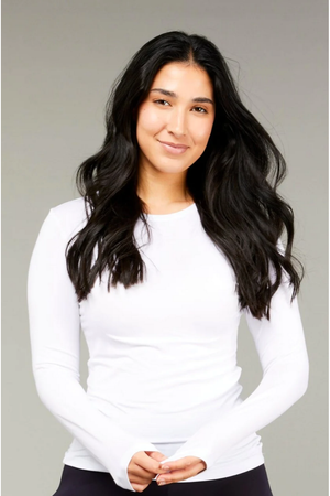 Tani Round neck Long sleeve fitted Tee Top in Plain colours