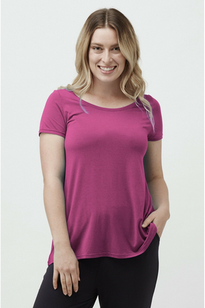 Tani Swing Short Sleeve Tee Top Plain Colours