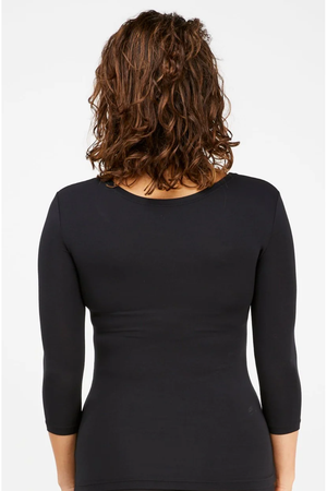 Tani Scoop neck Fitted Tee Top with 3/4 sleeves in plain colours