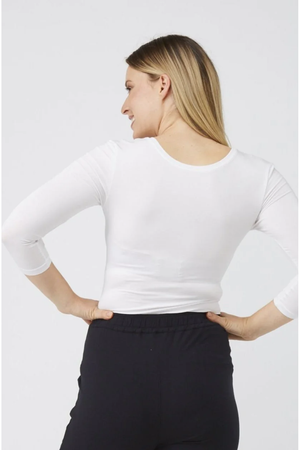 Tani Scoop neck Fitted Tee Top with 3/4 sleeves in plain colours