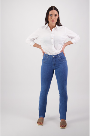 Vassalli Slim Leg Full Length Jean in Mid Wash