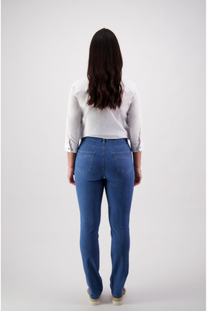 Vassalli Slim Leg Full Length Jean in Mid Wash