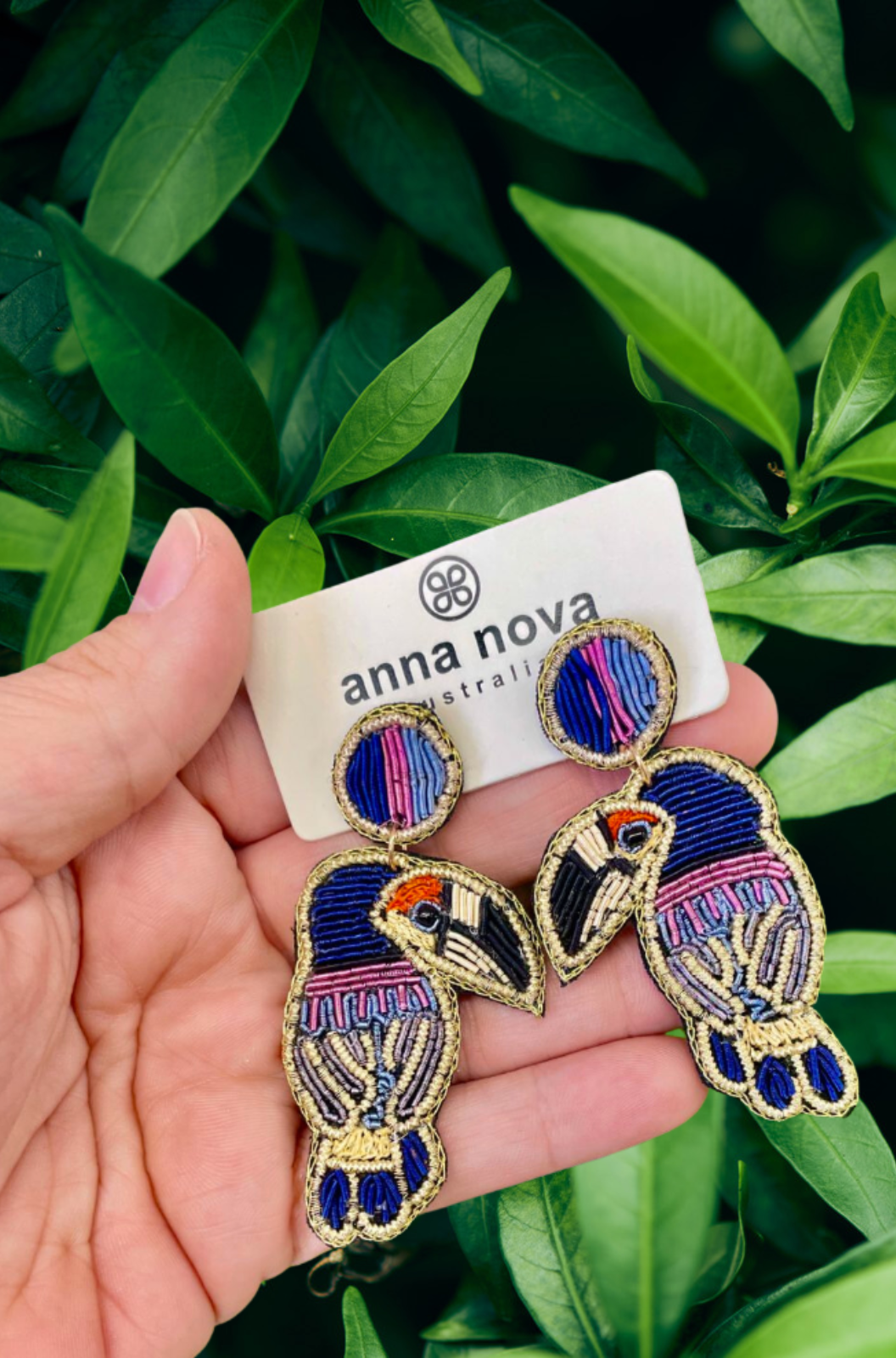 Anna Nova Australia Hand Beaded Earrings in Toucan