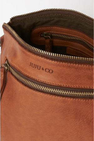 JUJU & Co Large Essential Leather Pouch in Cognac