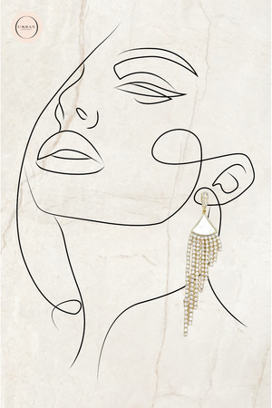 Chrysalini Jewellery CZ Pearl Long Earrings in Gold