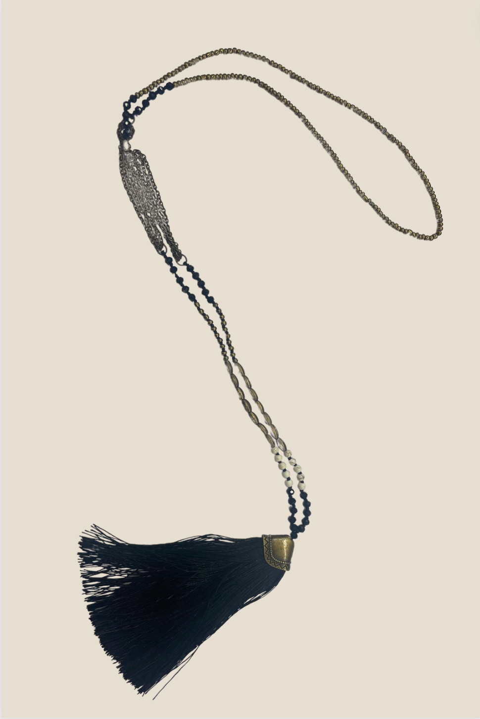 Urban Cachet Accessories Tassel Crystal and Chain Necklace in Black #2