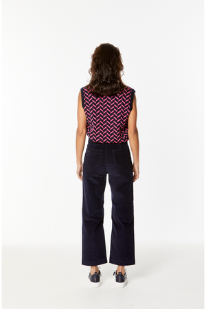 New London Jeans Penrith Loose Leg Ankle Grazer Cord Jean in Navy