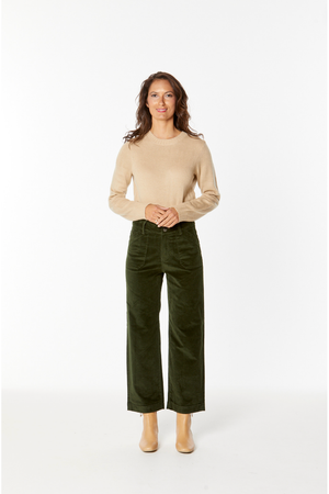 New London Jeans Penrith Loose Leg Ankle Grazer Cord Jean in Olive