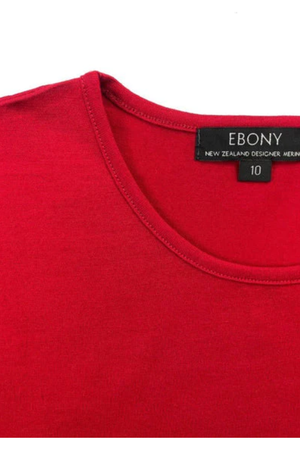 Ebony Merino Long Sleeve Crew Top in Ruby