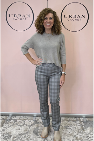 Two-T's Clothing Check Pull on Pant in Clove