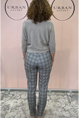 Two-T's Clothing Check Pull on Pant in Clove