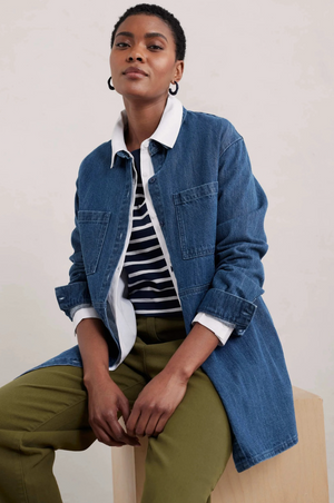 Seasalt Cornwall Starboard Shirt in Mid Wash Rain Slub