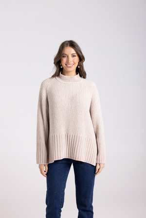 Two-T's Clothing Chenille sweater in Latte