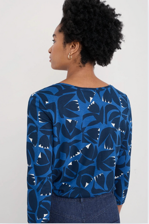 Seasalt Cornwall Appletree 3/4 Sleeve Top in Floral Cutout Ink