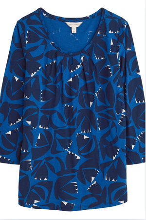 Seasalt Cornwall Appletree 3/4 Sleeve Top in Floral Cutout Ink