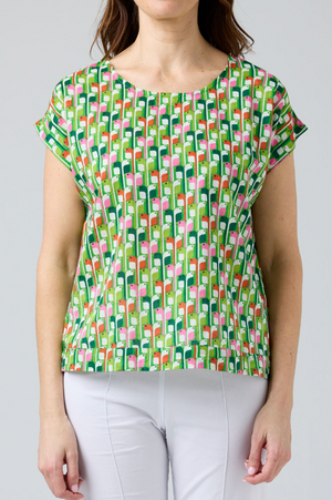 CAKE Vicky Round Neck Cotton Top in Birdie