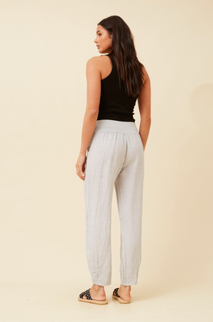 Bottega Moda Linen Pant in Perla Silver