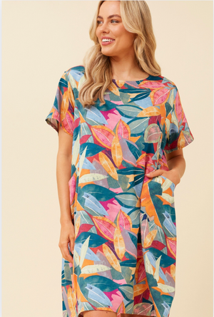 Caroline Morgan Cotton Mix Printed Sundress in Multi Colour