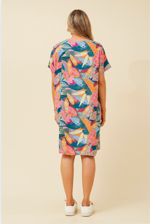 Caroline Morgan Cotton Mix Printed Sundress in Multi Colour
