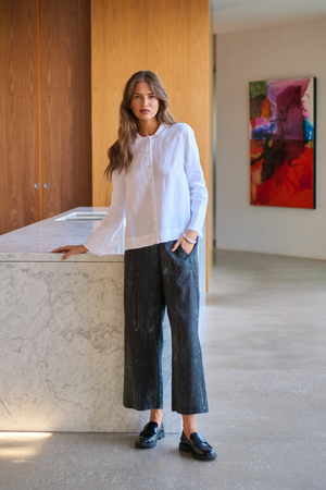 Naturals by O & J Linen Pant in Moonbeam Print