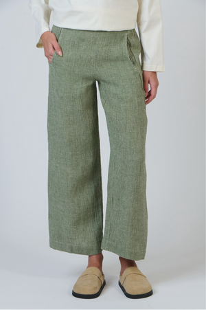 Naturals by O & J Linen Pant in Oregano Fleck