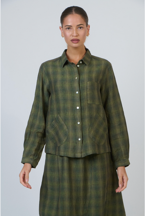 Naturals by O & J Button Through Top/Jacket in Highland Check