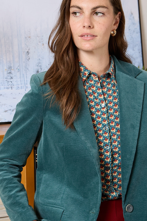 Surkana Corduroy blazer with inner lining in Blue