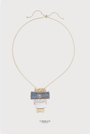 Blue Scarab Iris Necklace in Slate