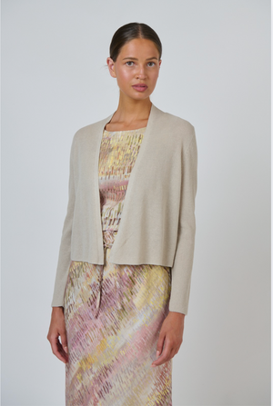 Naturals by O & J Ribbed Knit Cardigan in Sand