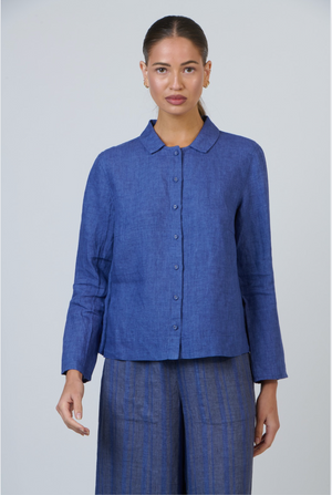 Naturals by O & J Linen Shirt in Plain Placid