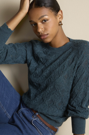 Surkana Braided pattern tricot sweater in Blue