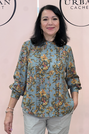 Surkana Front detail Blouse in Multi Tile