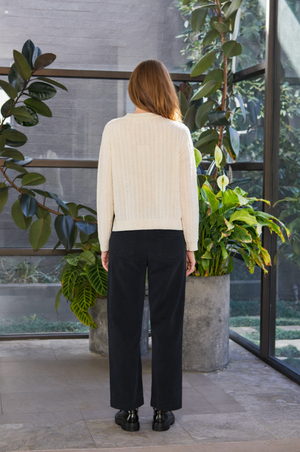 New London Jeans Penrith Loose Leg Ankle Grazer Cord Jean in Black