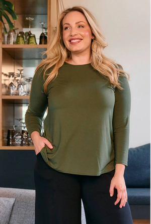 Tani Long Sleeve Cara top in Hunter Green