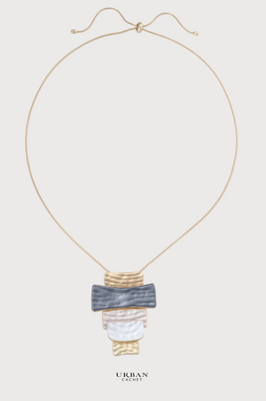 Blue Scarab Iris Necklace in Slate