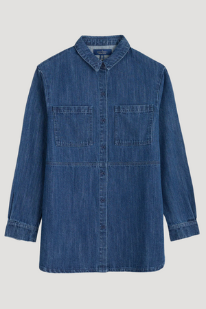 Seasalt Cornwall Starboard Shirt in Mid Wash Rain Slub